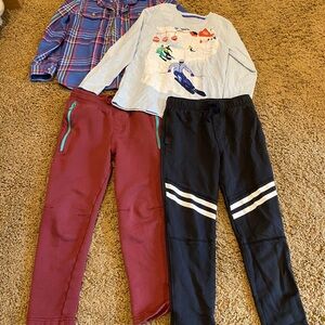 Tea Collection sz 6, LOT,  Black and Maroon Joggers, long sleeve shirt & flannel
